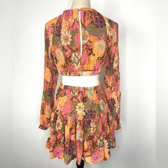 A.L.C. Izzy Fit & Flare Silk Mini Dress Floral Cut Out Side Silk Size 10 ALC - Picture 9 of 15